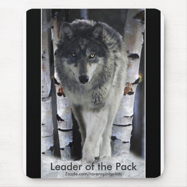 Tapis De Souris OEuvre d'art faunique du loup de bois, de la neige (Devant)