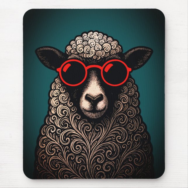 Tapis De Souris Oeuvre murale de moutons cool (Devant)