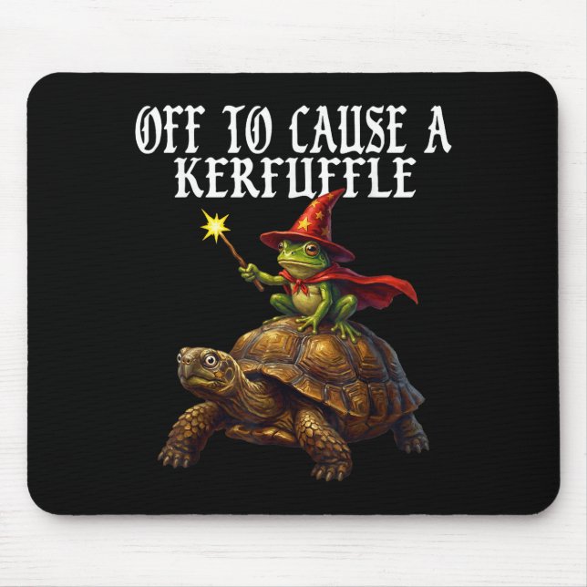 Tapis De Souris Off To Cause A Kerfuffle Funny Whimsical Frog Wiza (Devant)