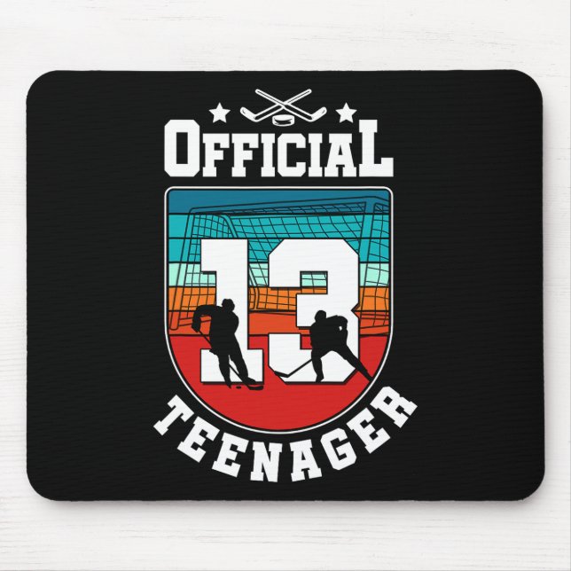 Tapis De Souris Official Teenager 13th Birthday 13 Year Boy Hockey (Devant)