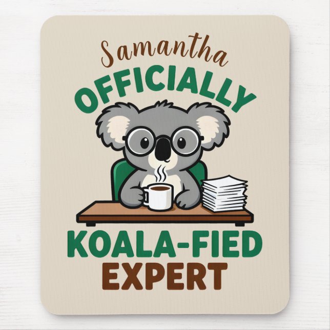 Tapis De Souris Officially Koala-fied Expert Funny Coffee Pun (Devant)