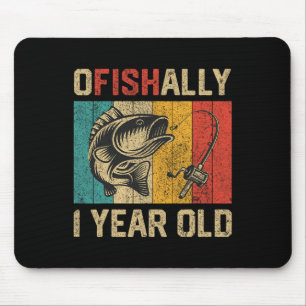 Tapis De Souris Officiellement 1 an drôle de pêche anniversaire pê