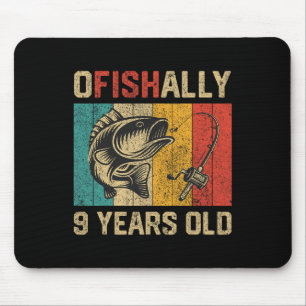 Tapis De Souris Officiellement 9 ans drôle de pêche anniversaire p