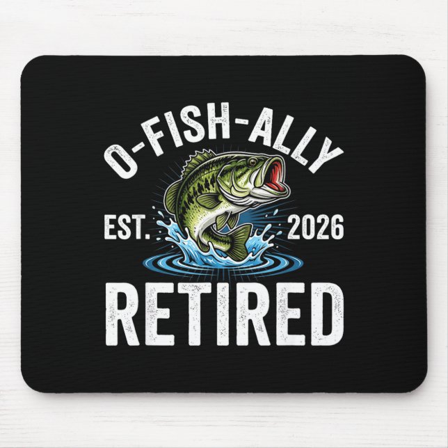 Tapis De Souris Ofishally Retired 2026 Funny Fishing Retirement Fi (Devant)