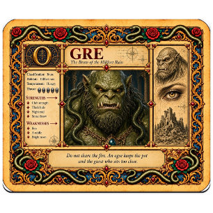 Tapis De Souris Ogre, Art du Bestiaire Médiéval