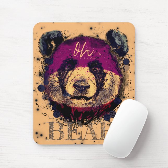 Tapis De Souris "OH OURS" | Drôle Cool Panda (Avec souris)