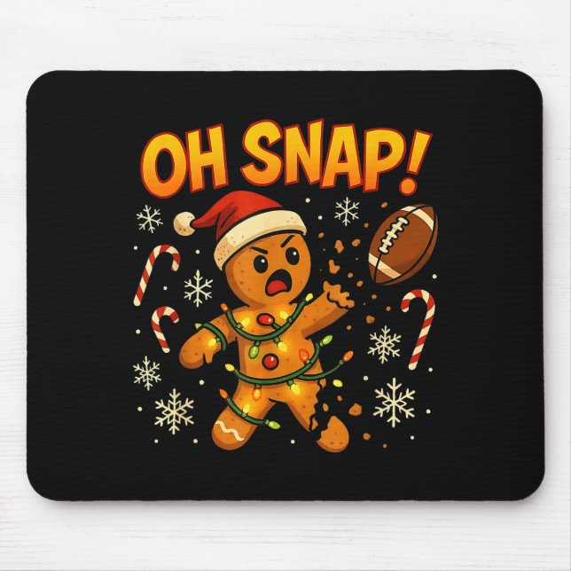 Tapis De Souris Oh Snap Funny Gingerbread Football Christmas Light (Devant)