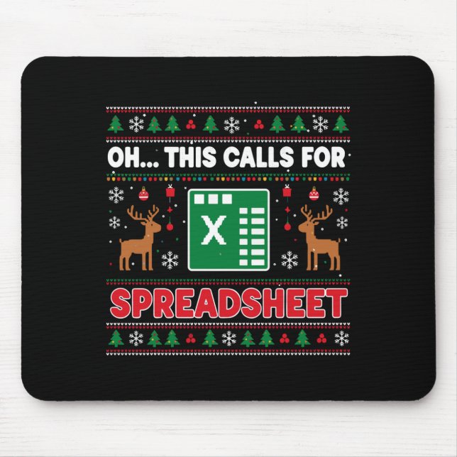 Tapis De Souris Oh This Calls For A Spreadsheet Christmas Sweater  (Devant)
