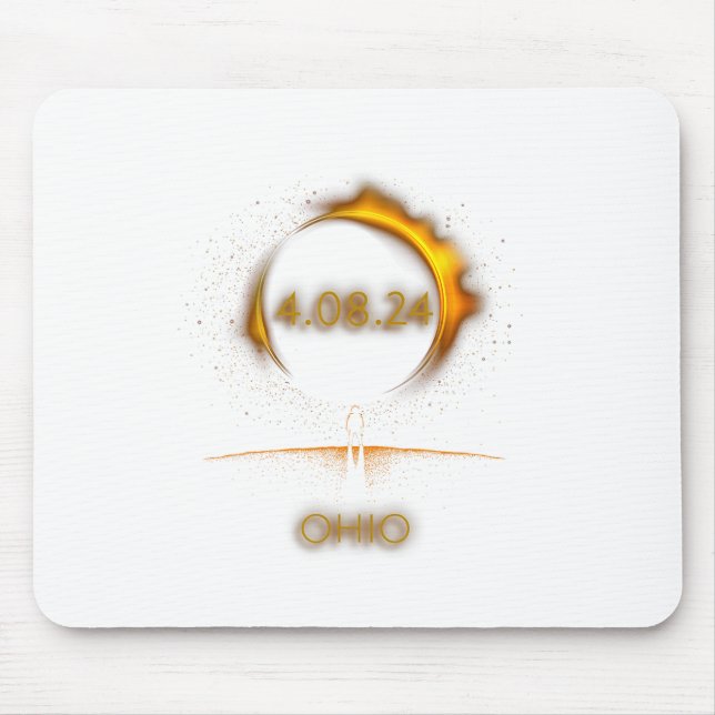 Tapis De Souris Ohio Total Éclipse Solaire Avril 8 2024 Totalité E (Devant)