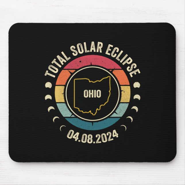 Tapis De Souris Ohio Total Solar Eclipse 2024 American Totality Ap (Devant)