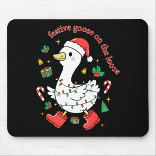 Tapis De Souris Oie festive de Noël en liberté Oie idiote X