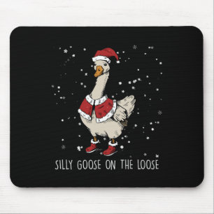 Tapis De Souris Oie idiote Sur L'Oie De Noël Perdue Père Noël