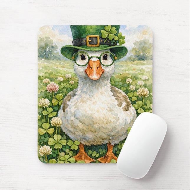 Tapis De Souris Oie Irlandaise dans Champ de Trèfle (Avec souris)