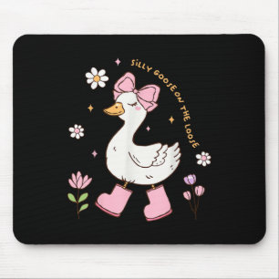 Tapis De Souris Oie Silly Sur La Coquette Loose Bow Rose Girl Ki
