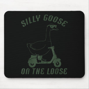 Tapis De Souris Oie Silly Sur Le Scooter Loose Drôle Animal Men