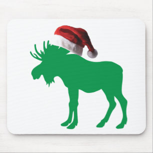 Tapis De Souris Oie verte avec Casquette du Père Noël pour Noël