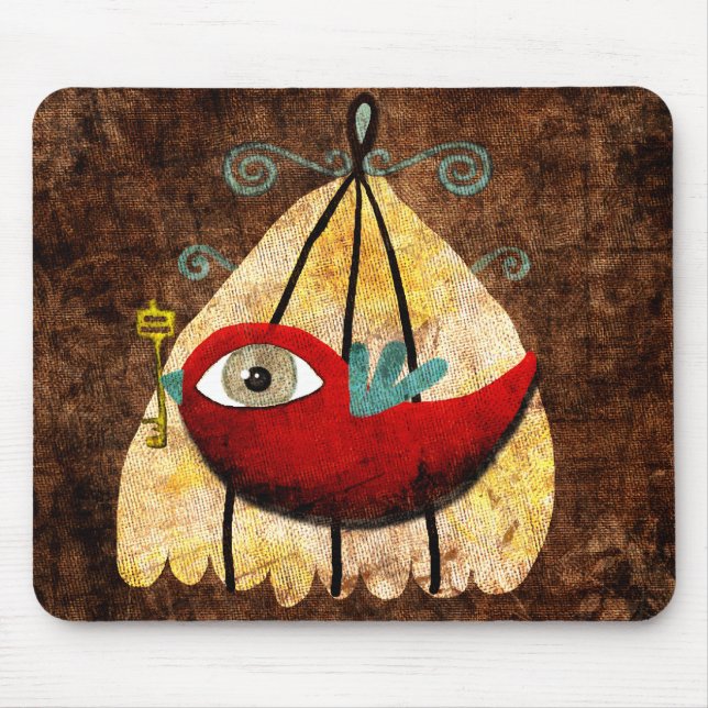 Tapis De Souris oiseau avec une clé (Devant)