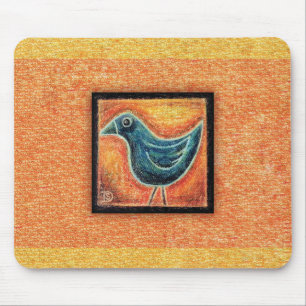 Tapis De Souris Oiseau bleu au pastel à l'huile