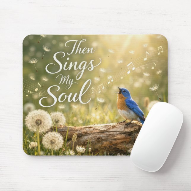 Tapis De Souris Oiseau Bleu Chantant Puis Chante Mon Âme (Avec souris)