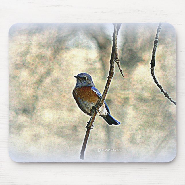 Tapis De Souris Oiseau bleu de bonheur (Devant)