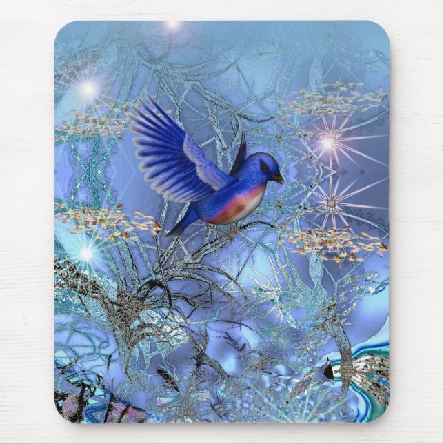 Tapis De Souris Oiseau bleu de Mousepad (Devant)