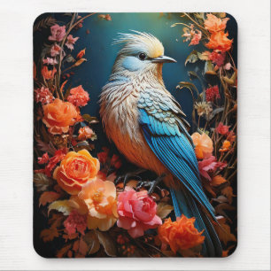 Tapis De Souris Oiseau Bleu de Nature Fantaisiste
