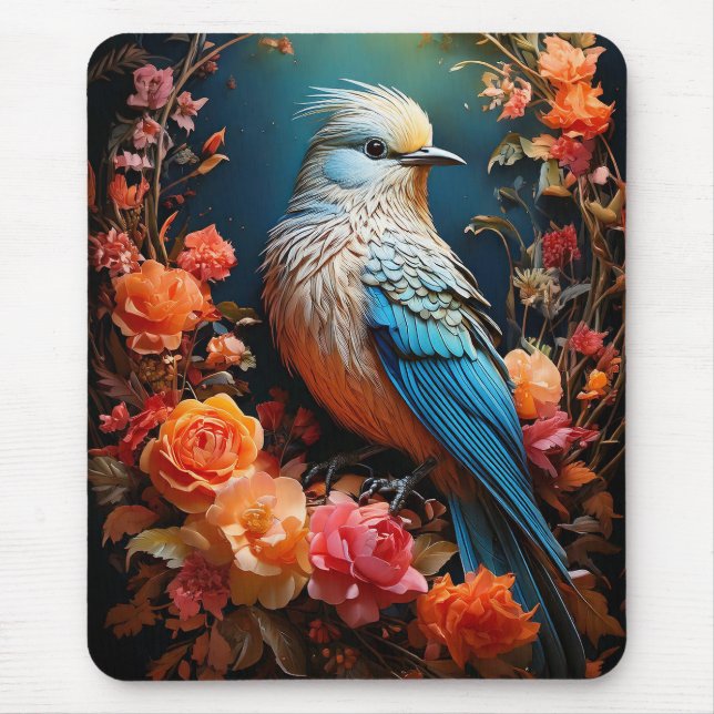 Tapis De Souris Oiseau Bleu de Nature Fantaisiste (Devant)