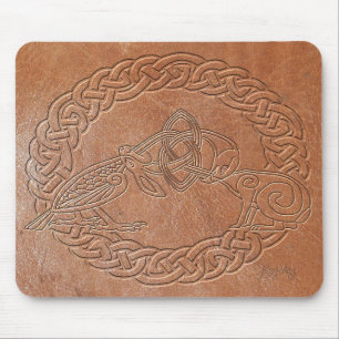 Tapis De Souris Oiseau celtique et lapin avec cadre