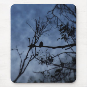 Tapis De Souris Oiseau de brouillard matinal sur Branches Mousepad