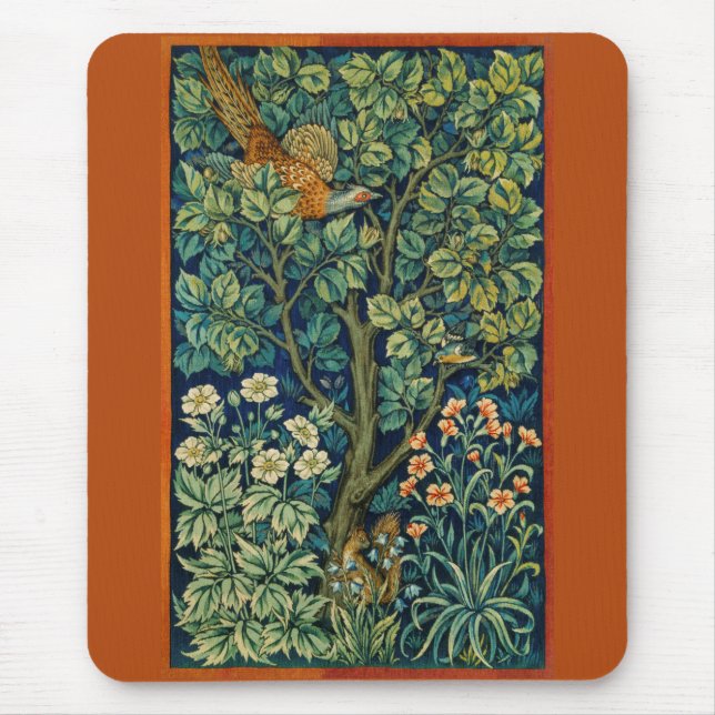 Tapis De Souris Oiseau de faisan dans un arbre (par William Morris (Devant)