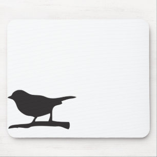 Tapis De Souris Oiseau de moineau et silhouette noire et blanche