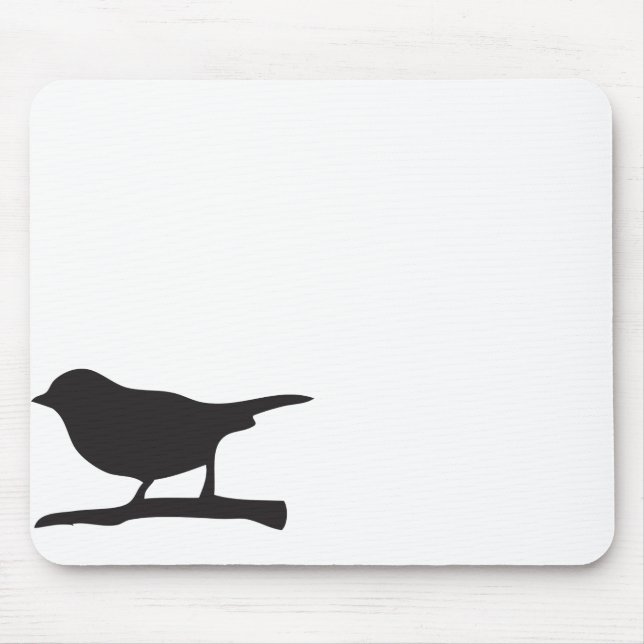 Tapis De Souris Oiseau de moineau et silhouette noire et blanche (Devant)
