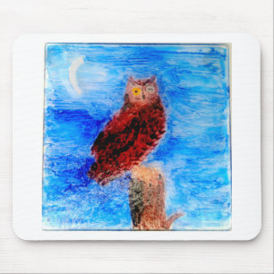 Tapis De Souris Oiseau de nuit Chouette lune
