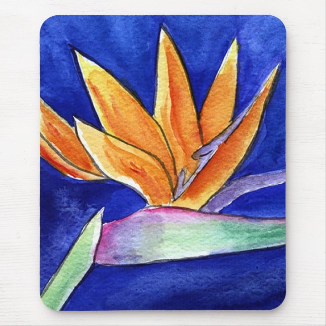 Tapis De Souris Oiseau de Paradis Fleur d'oeuvre Peinture Mousepad (Devant)