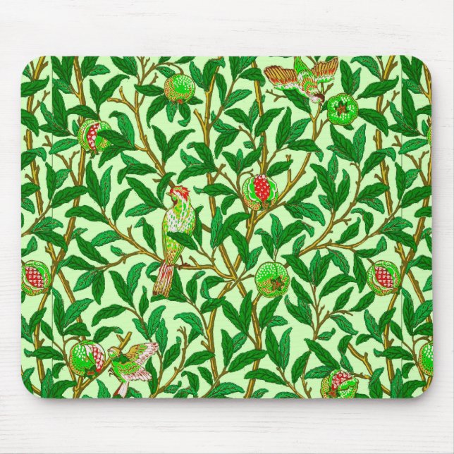 Tapis De Souris Oiseau et grenade Art Nouveau, Vert citron (Devant)