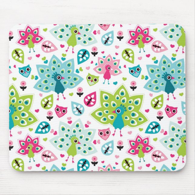 Tapis De Souris oiseau et hibou de paon (Devant)