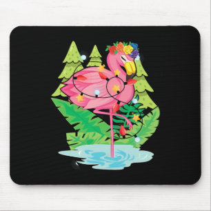 Tapis De Souris Oiseau Tropical Animal Flamant Lumières Xmas Noël