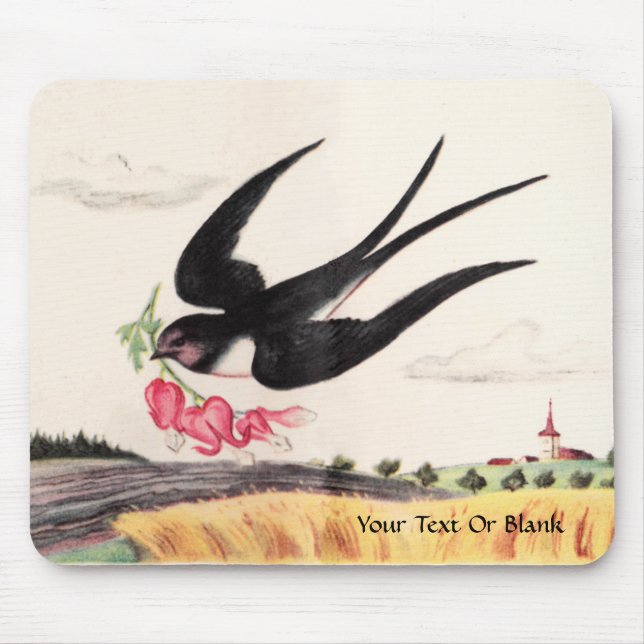Tapis De Souris Oiseau Volant Avec Fleurs (Devant)