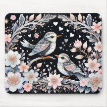 Oiseaux amoureux sur fond de Noël