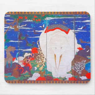 Tapis De Souris Oiseaux, animaux et Plantes floraux(droite)Jakuchu