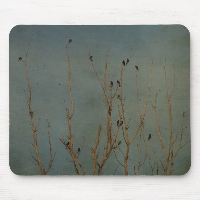 Tapis De Souris Oiseaux dans un arbre, Grunge (Devant)