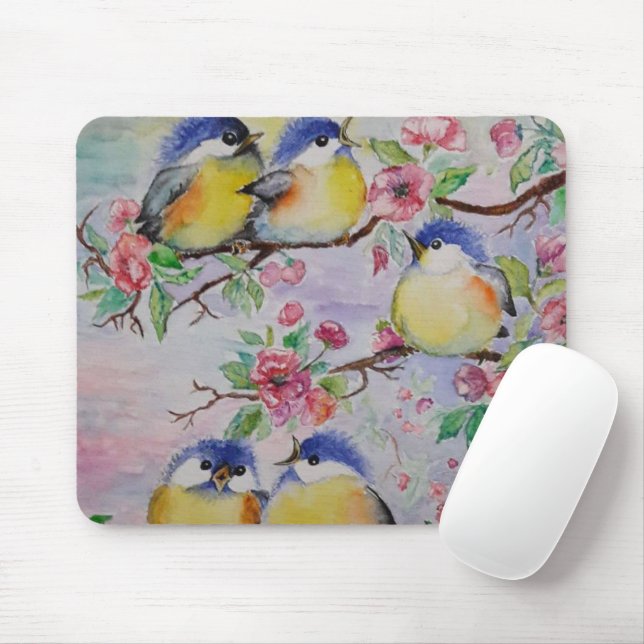 Tapis de souris Oiseaux de printemps (Avec souris)