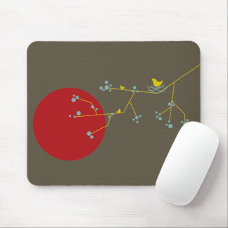 Tapis De Souris Oiseaux et famille nichant minimalistes et fantais