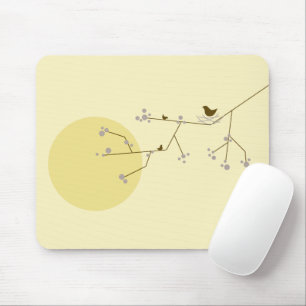 Tapis De Souris Oiseaux et famille nichant minimalistes et fantais