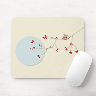 Tapis De Souris Oiseaux et famille nichant minimalistes et fantais