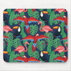 Tapis De Souris Oiseaux Tropicaux Aux Couleurs Lumineuses