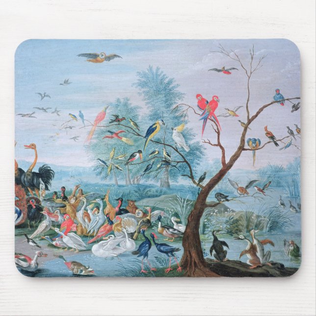 Tapis De Souris Oiseaux tropicaux dans un paysage (Devant)