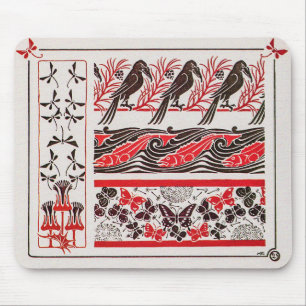 Tapis De Souris Oiseaux vintages Art Nouveau par Maurice Verneuil