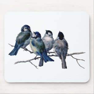 Tapis De Souris Oiseaux vintages sur une branche