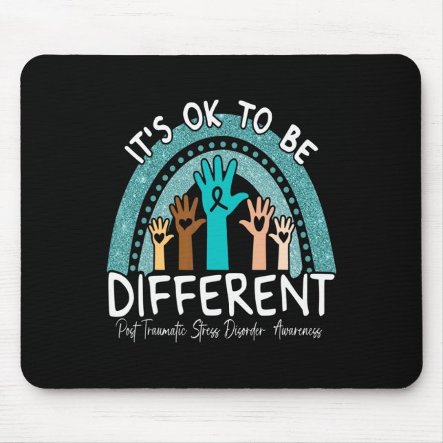 Tapis De Souris Ok Be Different Rainbow Turquoise Ribbon Warrior P (Devant)